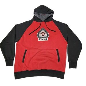 Independent Trucks Live To Ride Iron Cross Hoodie Skate Mens XL Red Black Y2K